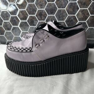 DEMONIA Creepers Women Size 10 3” Platform Goth Shoes Purple *BLEMISHES NO LACES